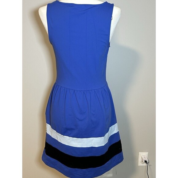 Cynthia Rowley Fit Flare Blue Dress Black Stretch Sleeveless Sz S Knee Length - Picture 5 of 10